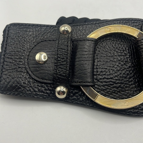 VTG Chico leather braid elastic black belt with enamel buckle size M statement - Picture 14 of 15